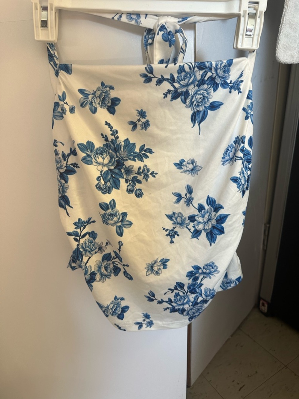 White & Blue Floral halter top
